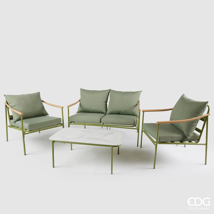 Salotto Esterno da Giardino 4 Pezzi in Acciaio Verde