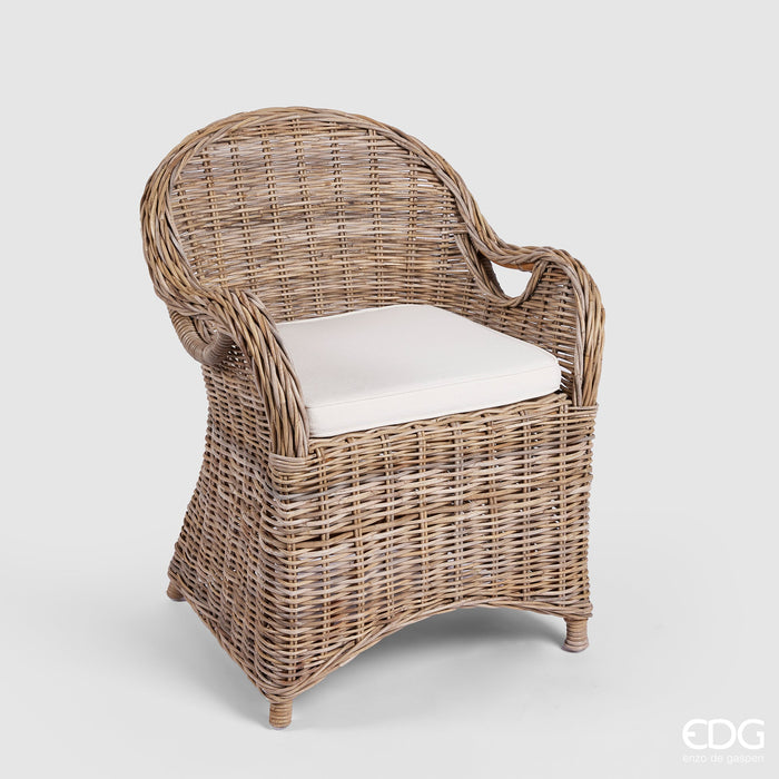 EDG Enzo de Gasperi Poltrona in Rattan Naturale con Cuscino