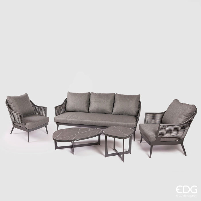 Salotto Esterno da Giardino 5 Pezzi Luxury in Alluminio Premium Antracite