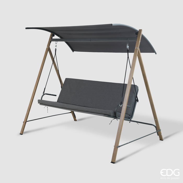EDG Enzo de Gasperi Altalena Dondolo 3 Posti in Acciaio L 194 cm Nero