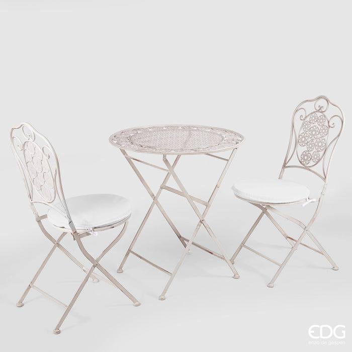 EDG Enzo de Gasperi Set Esterno da Giardino Romantic Vintage 3 Pezzi in Metallo
