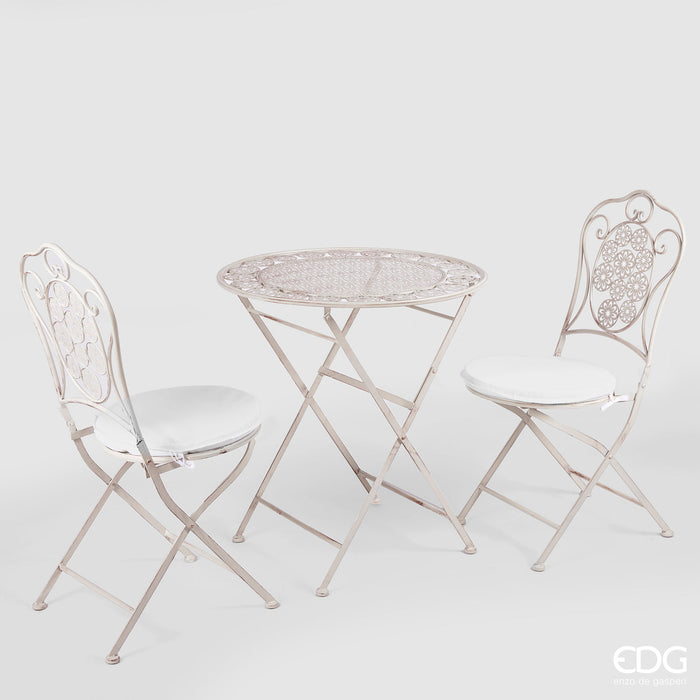 Set Esterno da Giardino Romantic Vintage 3 Pezzi in Metallo