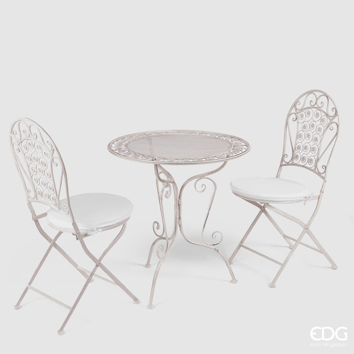 EDG Enzo de Gasperi Set Esterno da Giardino Romantic Retrò 3 Pezzi in Metallo