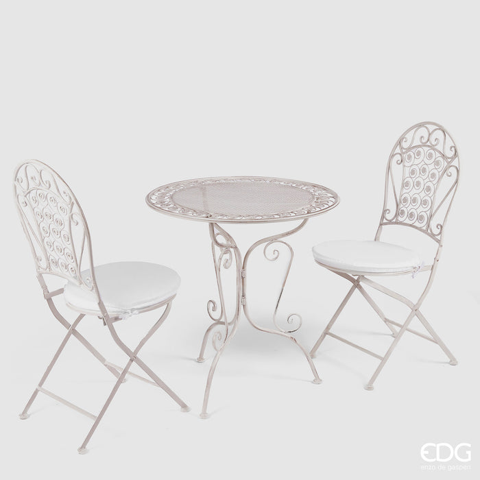 Set Esterno da Giardino Romantic Retrò 3 Pezzi in Metallo