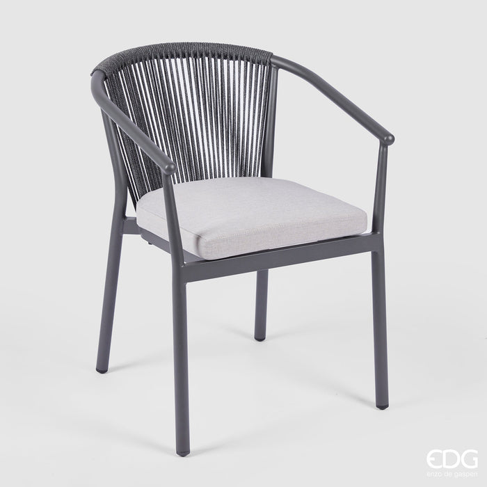 EDG Enzo de Gasperi Sedia da Esterno a Righe in alluminio H78 cm Grigio Scuro