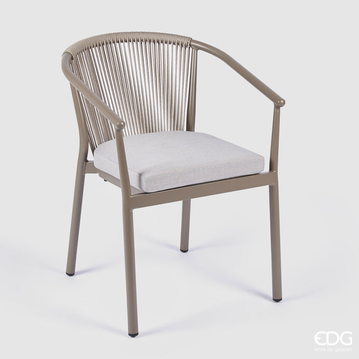 EDG Enzo de Gasperi Sedia da Esterno a Righe in alluminio H78 cm Nocciola