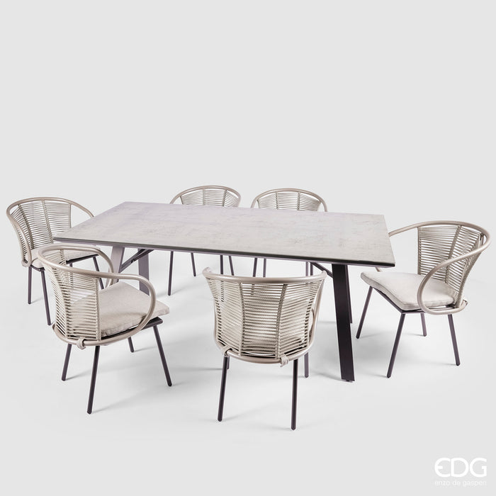 Set Esterno da Giardino Kendo Tavolo con sedie 7 Pezzi Grigio