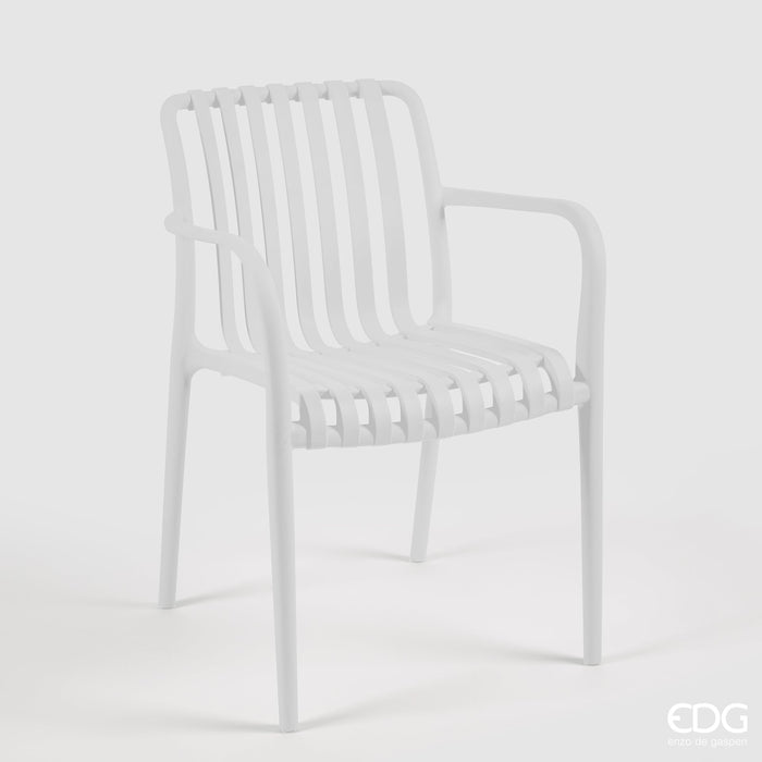 Enzo de Gasperi Sedia da Esterno a Righe in Polipropilene resistente Raggi UV H80 cm Bianco