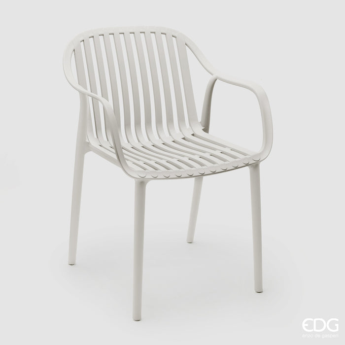 Enzo de Gasperi Sedia da Esterno a Righe Resistente Raggi UV H82,5 cm Grigio Chiaro
