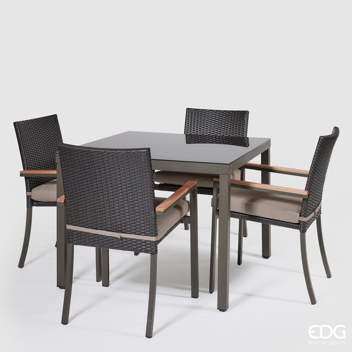 EDG Enzo de Gasperi Set Esterno da Giardino 5 Pezzi Tavolo con 4 Sedie