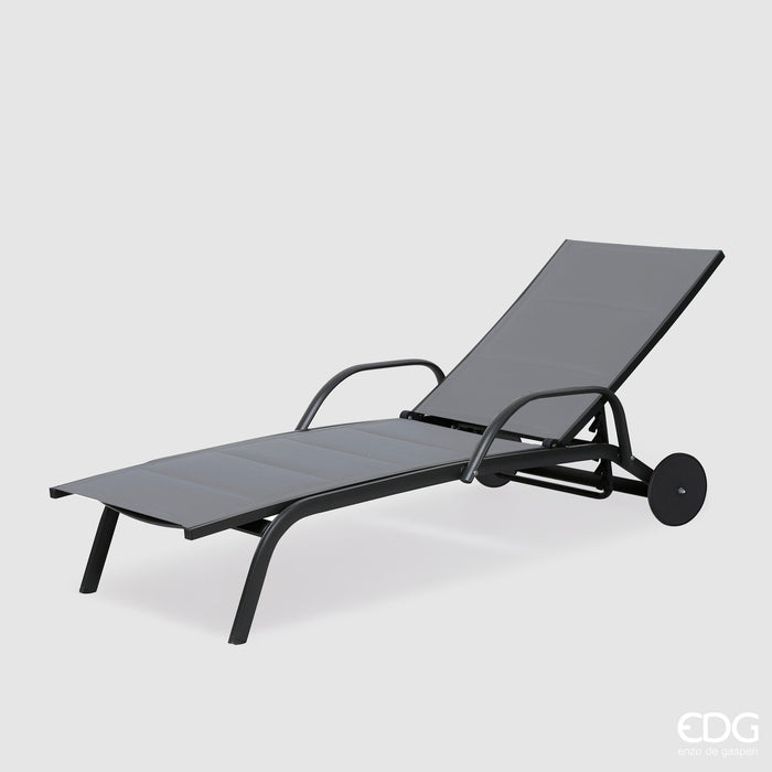 EDG Enzo de Gasperi Lettino Sdraio Prendisole con Ruote 193x70 cm Grigio
