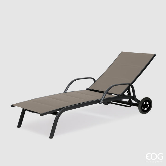 EDG Enzo de Gasperi Lettino Sdraio Prendisole con Ruote 193x70 cm Sabbia