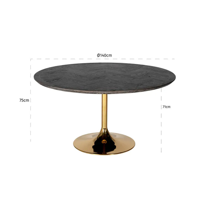 Eettafel Blackbone gold 140Ø (Black rustic)