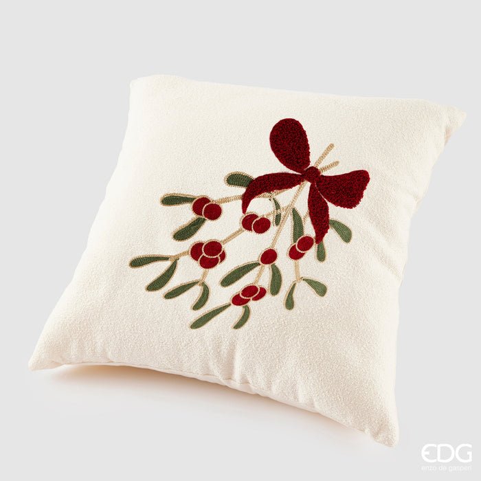 EDG Enzo De Gasperi Cuscino Natalizio Vischio in Velluto con Cuffia 45x45 cm