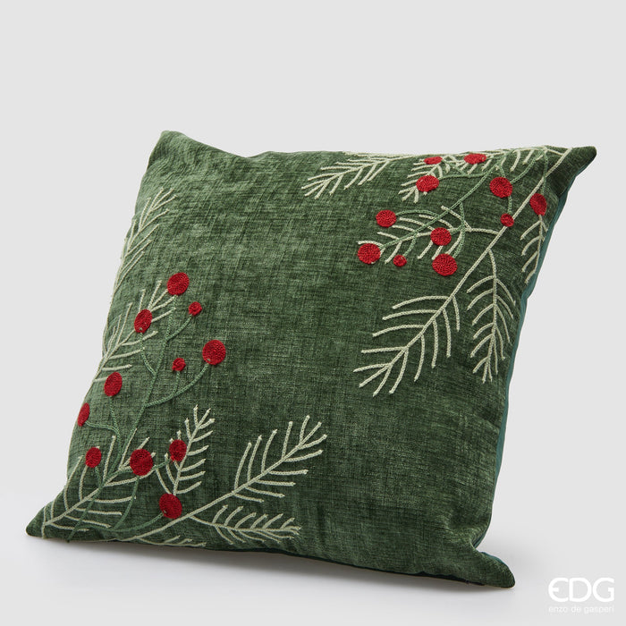 EDG Enzo De Gasperi Cuscino Natalizio Bacche Verde 45x45 cm