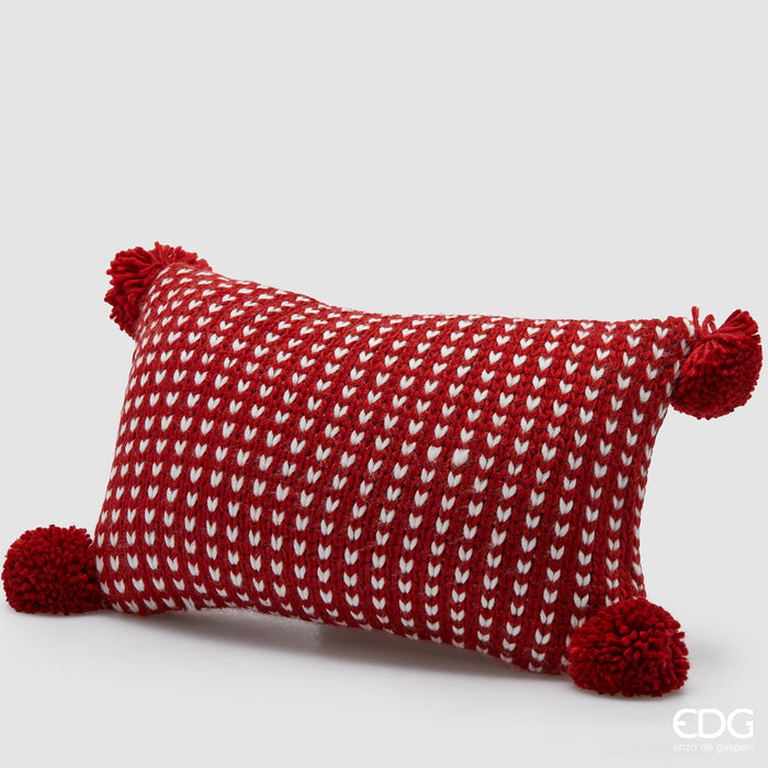 EDG Enzo De Gasperi Cuscino Natalizio Tricot Rosso 50x30 cm
