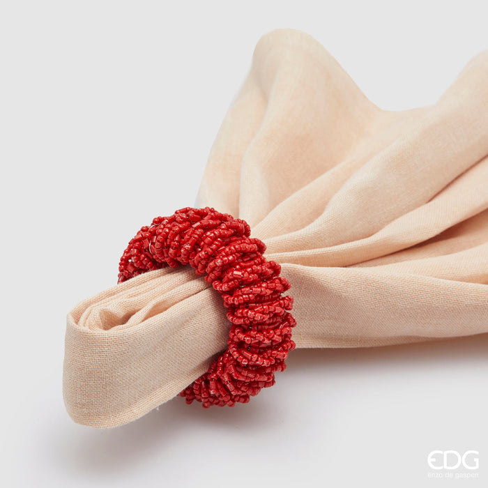 EDG Enzo De Gasperi Portatovagliolo Perline Rotondo D6 cm Corallo
