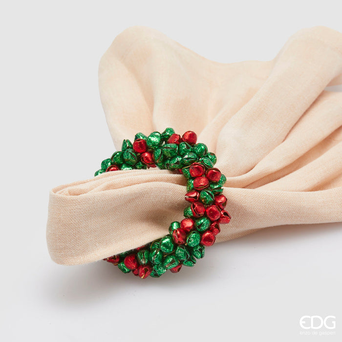 EDG Enzo De Gasperi Portatovagliolo Campanelli Rotondo Rosso Verde D8 cm