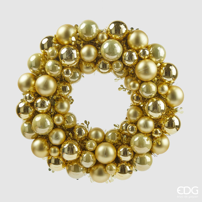 EDG Enzo De Gasperi Corona Ghirlanda Palle di Natale Oro D39 cm