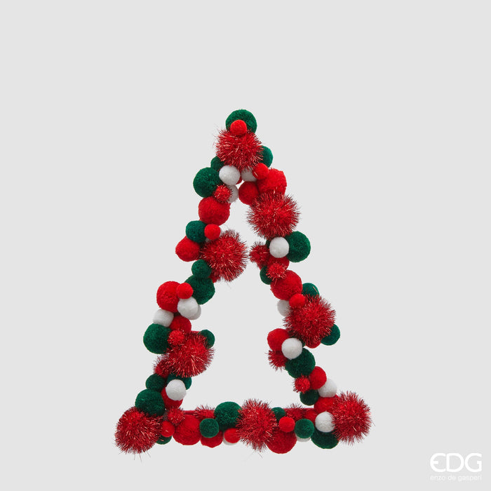 EDG Enzo De Gasperi Decoro Natalizio Albero Pompon H45 cm