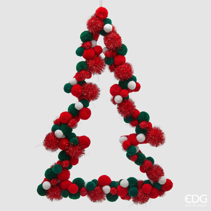 EDG Enzo De Gasperi Decoro Natalizio Albero Pompon H60 cm