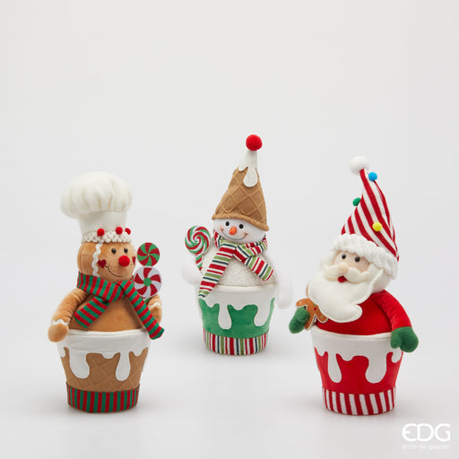 EDG Enzo De Gasperi Set 3 Decori Natalizi H35 cm