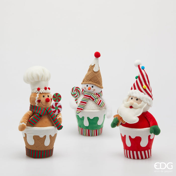EDG Enzo De Gasperi Set 3 Decori Natalizi H35 cm