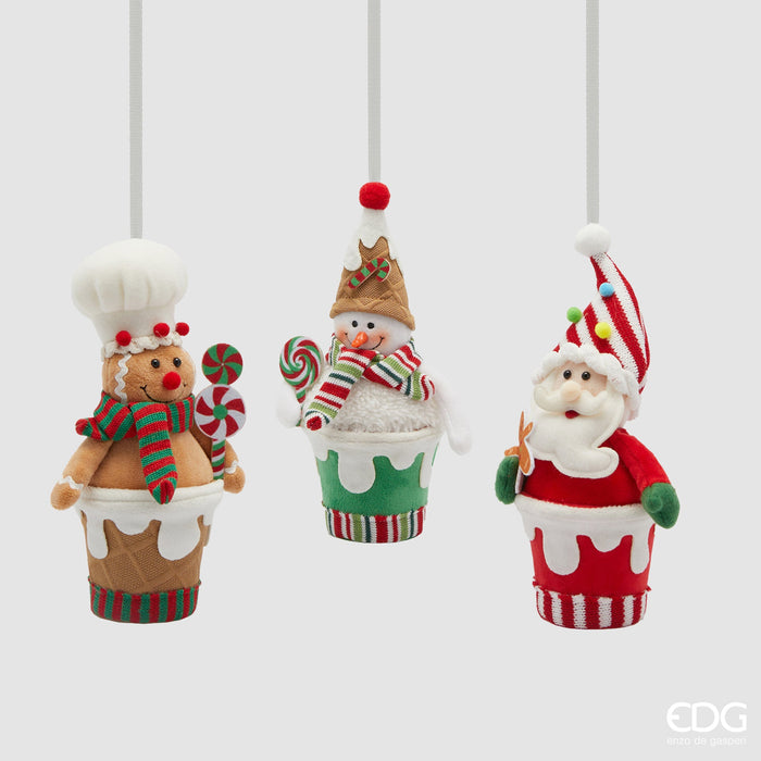 EDG Enzo De Gasperi Set 3 Decori Natalizi H21 cm