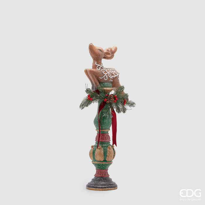 EDG Enzo De Gasperi Decorazione Natalizia Renna con piedistallo H71 cm
