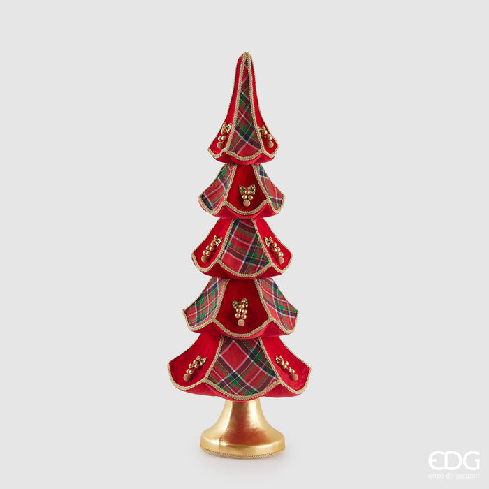 EDG Enzo De Gasperi Decorazione Natalizia Pino Rosso Oro H77 cm