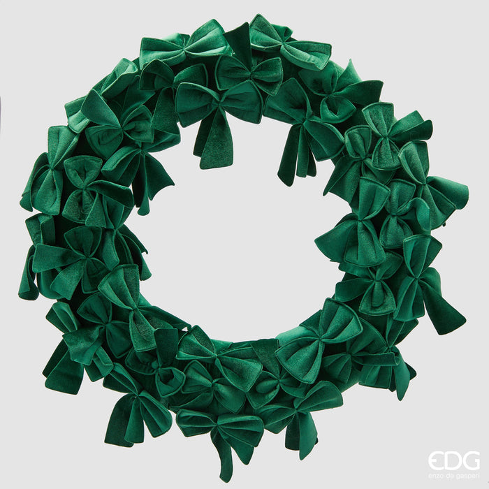 EDG Enzo De Gasperi Corona Ghirlanda New con Fiocchi Verde D75 cm