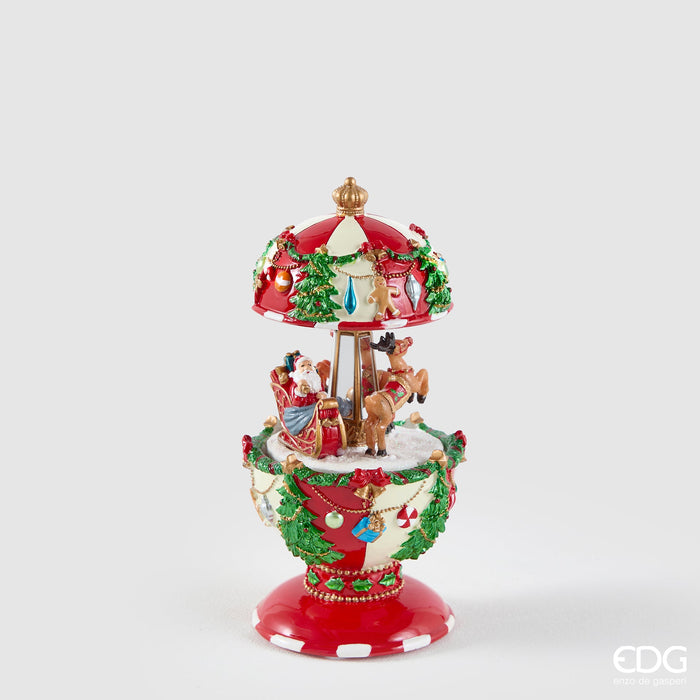 EDG Enzo De Gasperi Carillon Babbo con Slitta H17 cm in Resina