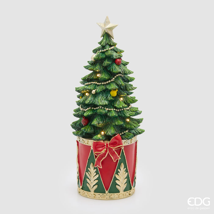 EDG Enzo De Gasperi Decoro Pino Su Tamburo con led H37 D16 cm