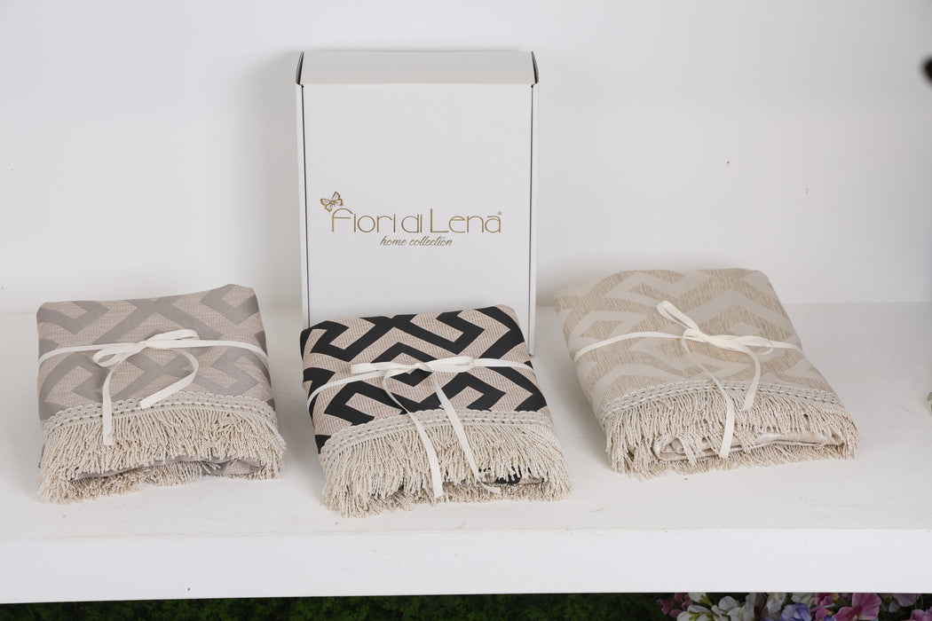 Runner Fantasia con Frange 155x40 cm Panna