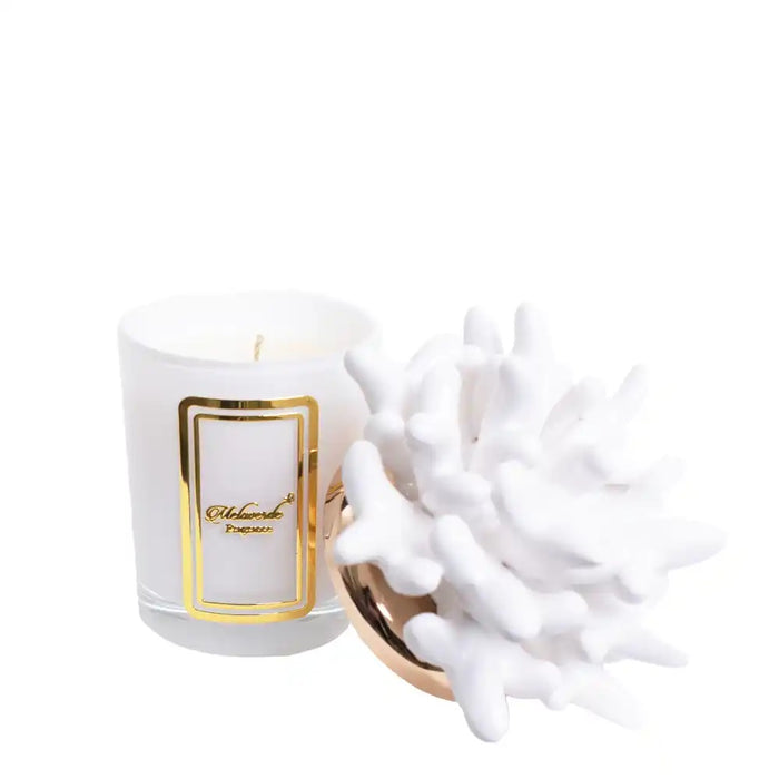 Candela Con Anemone 200g.-Bianco