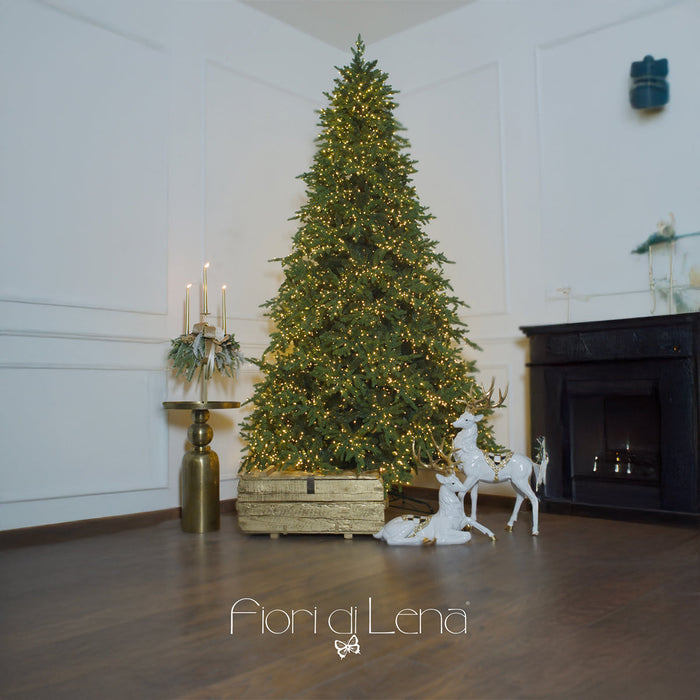 Albero di Natale Courmayer cm 6000 Mini Led H270 D175 cm + Sottoalbero Rattan  - Fiori di Lena