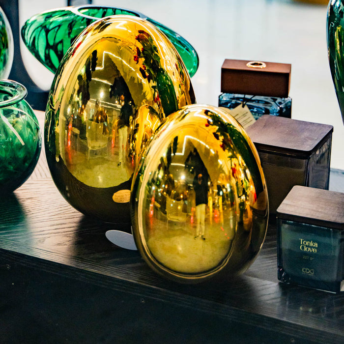 Ovo Oggetto Decorativo In Ceramica Finiture Preziose