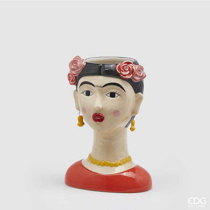 EDG Enzo de Gasperi Frida Kahlo vaso con orecchini h 27 cm Corallo