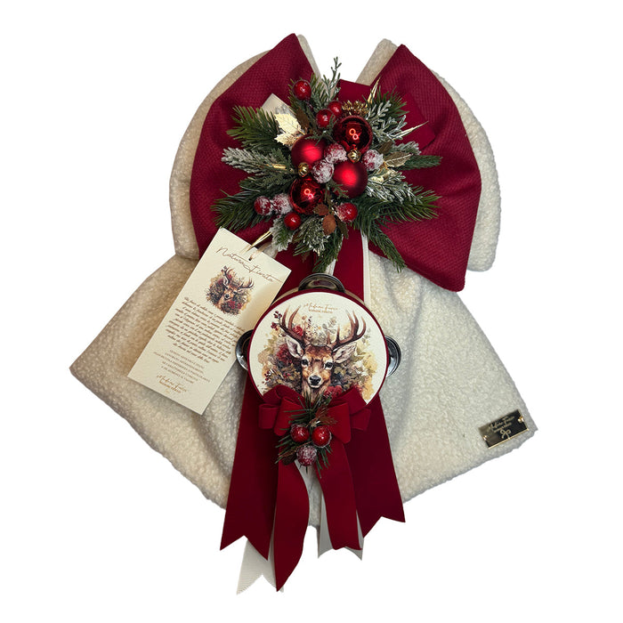 Fiocco Natalizio Natura Fiorita Teddy con Applicazioni in Velluto H40 cm - Madame Fioccò