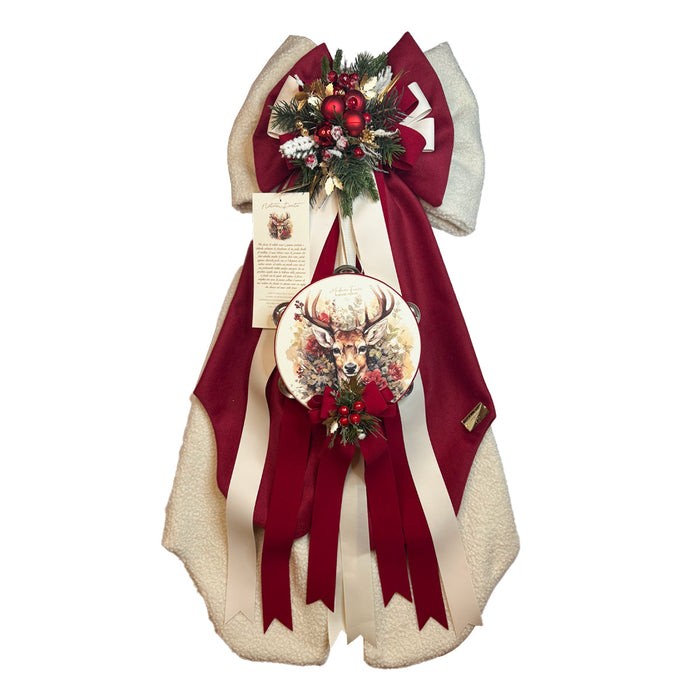 Fiocco Natalizio Natura Fiorita Teddy con Applicazioni in Velluto H80 cm  - Madame Fioccò