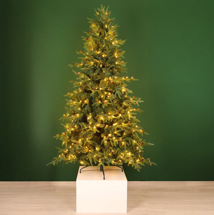 Pino verde cortina  con pigne -  H180 cm diametro 110  con 490 led - Albero di Natale - Fiori di Lena