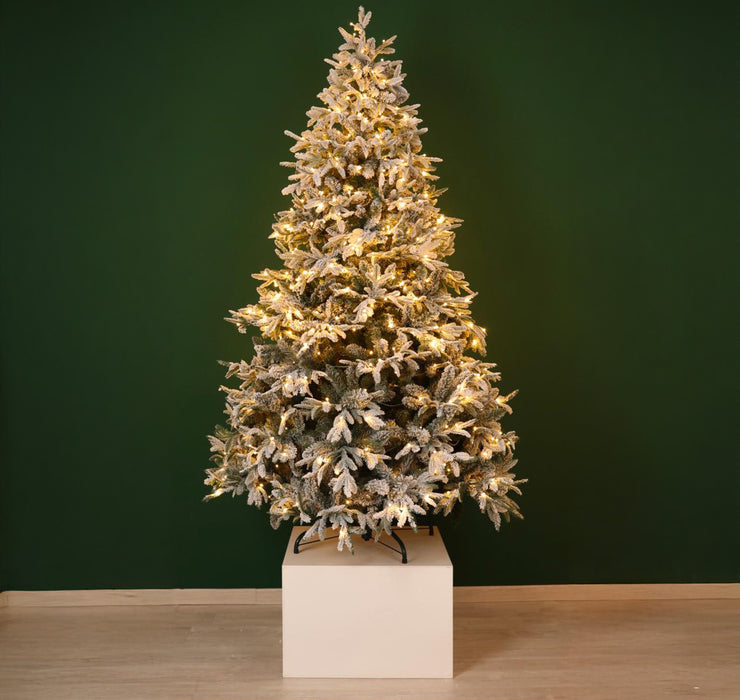 Pino innevato Vancouver  -  H240 cm diametro 145 con 1.100 led - Albero di Natale - Fiori di Lena