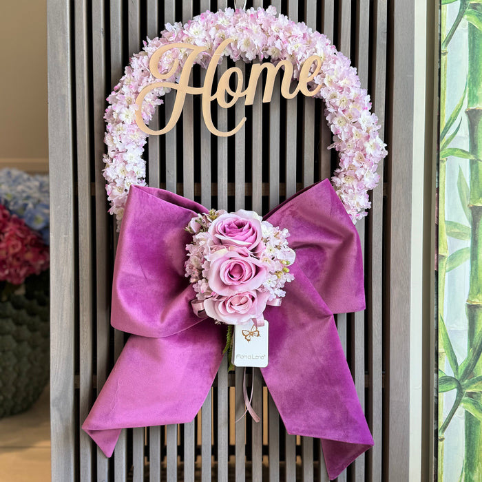 Ghirlanda Maxi Home con Fiocco in Velluto D45 Fucsia