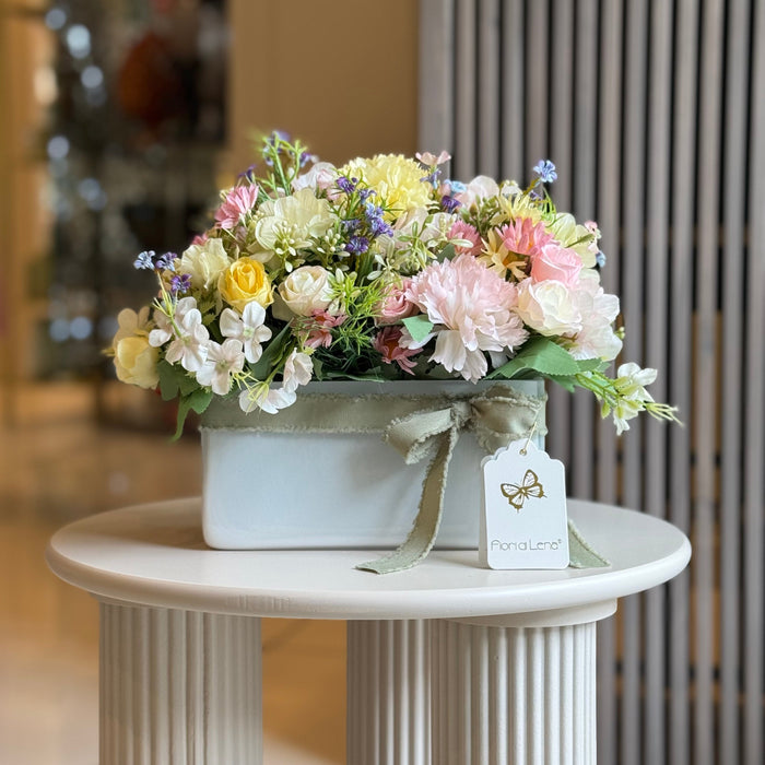 Vasetto Rettangolare con Fiori Pesca H33