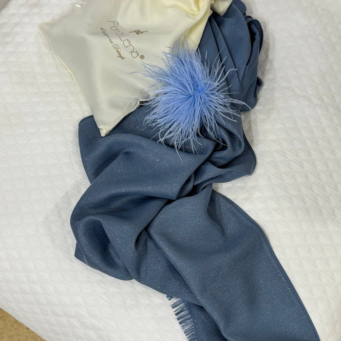 Foulard Seta con Applicazione Piuma Polvere