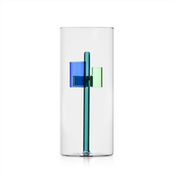 Bomboniera Ichendorf Milano Vaso Iris 3 Blu in Vetro Borosilicato H25 cm