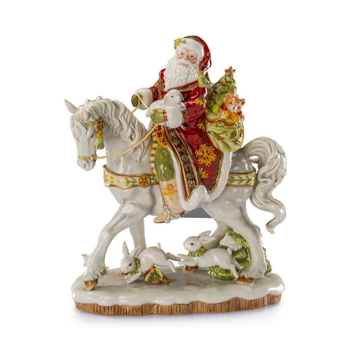 Babbo Natale Con Cavallo “Holiday” Fitz And Floyd Lamart H42cm - Addobbo di Natale