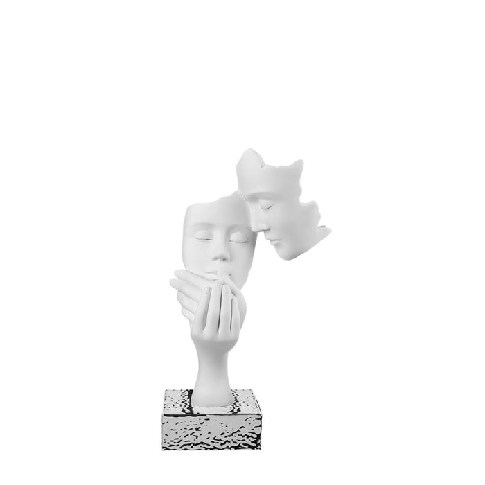 Sentiment Coppia Face Metallizzata H. 20 cm.-Argento