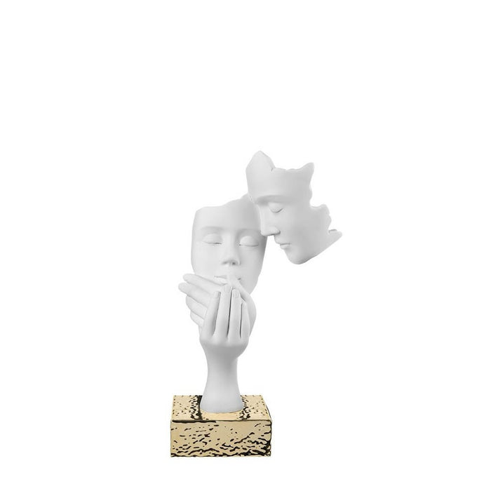 Sentiment Coppia Face Metallizzata H. 20 cm.-Oro