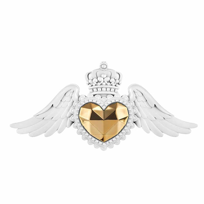 Cuore Ex Voto Ali Bianco e Oro